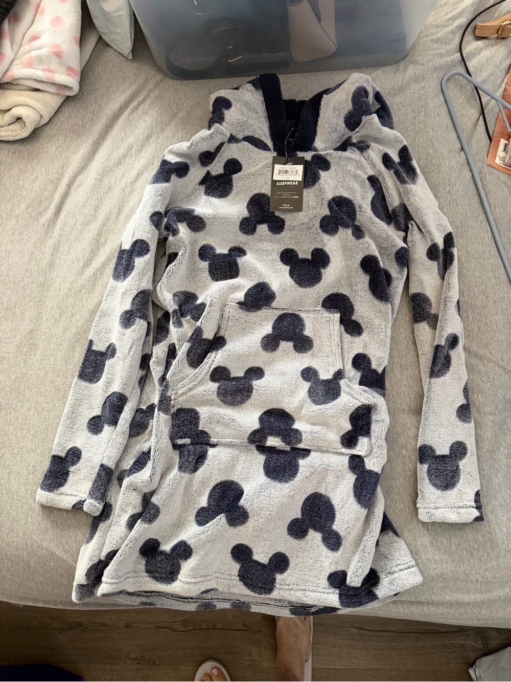 Mickey Mouse Grey & Navy Blue Fleece Hoodie Dress